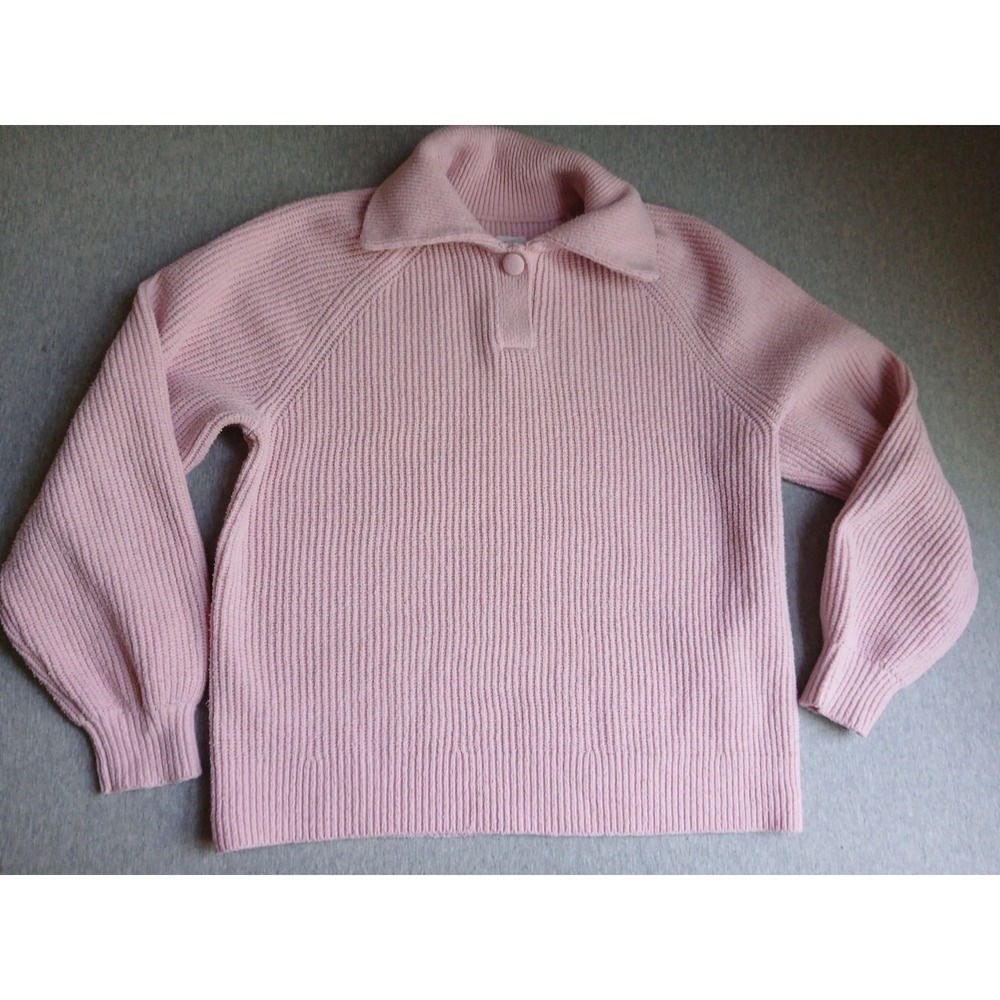 Aerie Sweater Small Quarter Button Collared Pullover Chunky Knit Oversized Boho